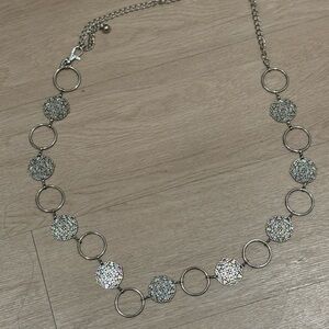 Antique Retro Silver Adjustable Chain Belt Medallion Accent for Women